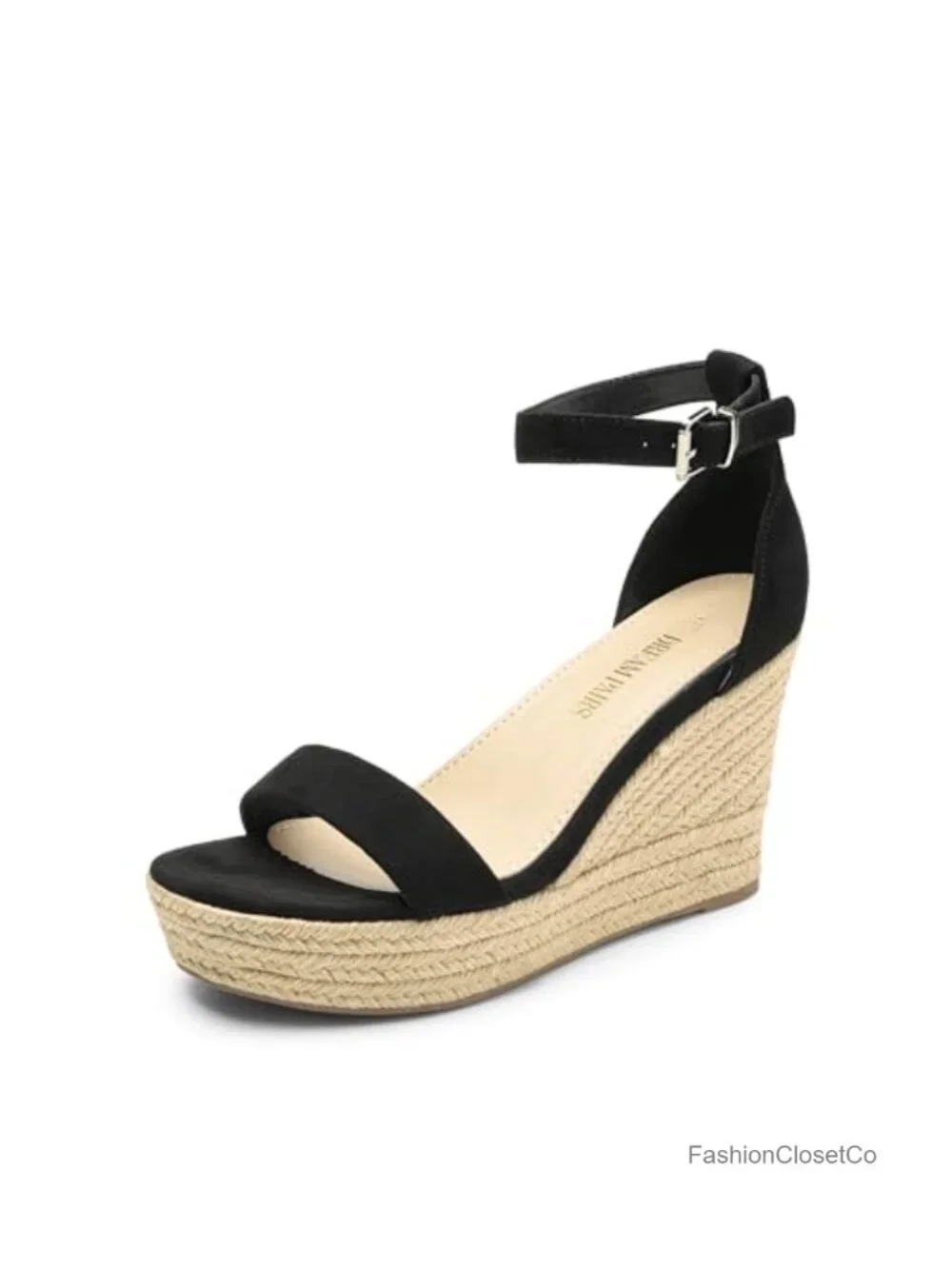 Espadrille Platform Wedge Sandals Strappy Open Toe Ankle Strap Buckle Faux